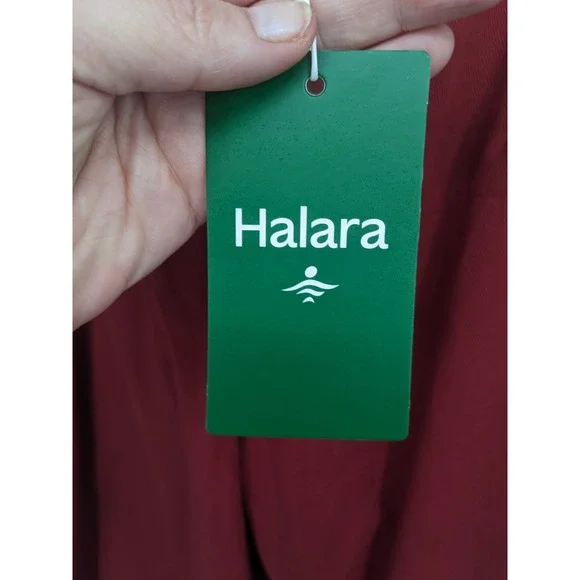 Halara Joggers Women Small Dark Red High Waisted Pleated Cotton Twill Casual NWT - Picture 6 of 10